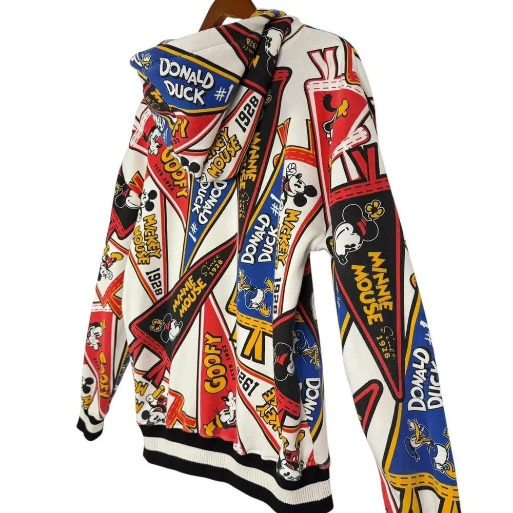 Disney x Macy's Varsity Pennant Hoodie Mickey Minnie Goofy Donald Retro Unisex